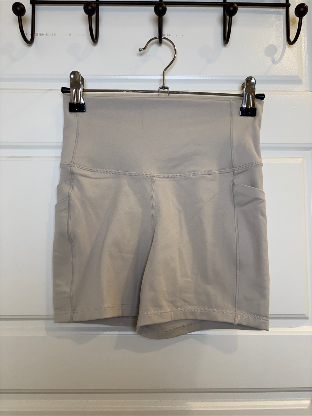 BYLT Women’s High Rise Pocket Biker Shorts Beige XS